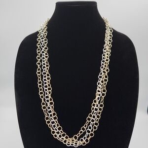 Elegant Gold and Silver Tone Chain Necklace